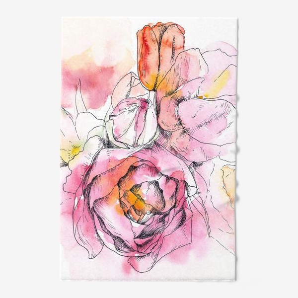 Полотенце «Акварельные цветы»