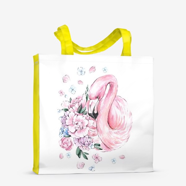 Сумка-шоппер «Фламинго с цветами»