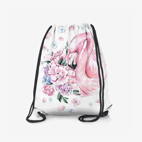 Рюкзак «Фламинго с цветами»