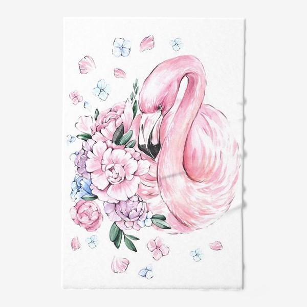 Полотенце &laquo;Фламинго с цветами&raquo;