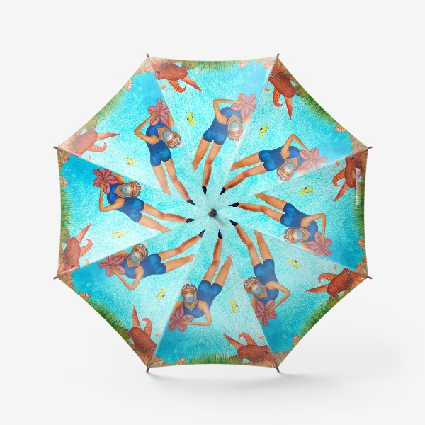 Зонт «Девушка плавает под водой в маске»