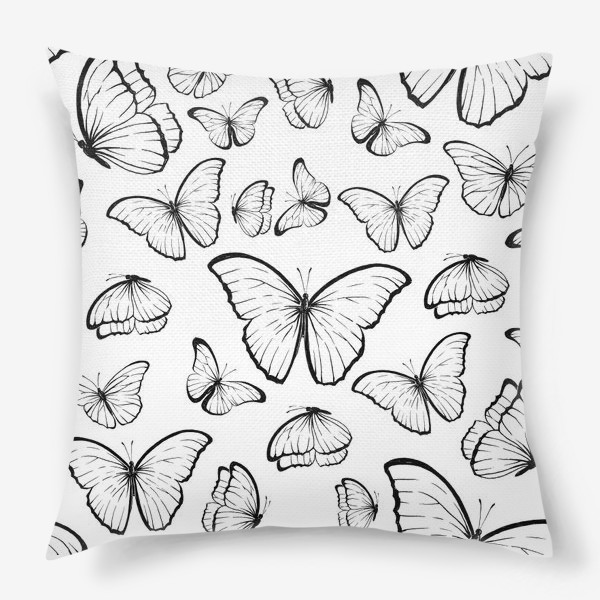 Подушка «Черно-белые бабочки»