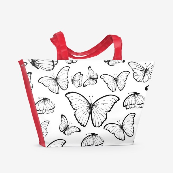 Пляжная сумка «Черно-белые бабочки»
