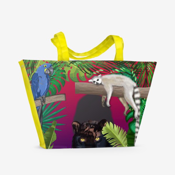 Пляжная сумка «Закат в джунглях »