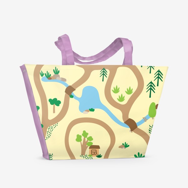 Пляжная сумка «Карта местности. Загородный пейзаж»
