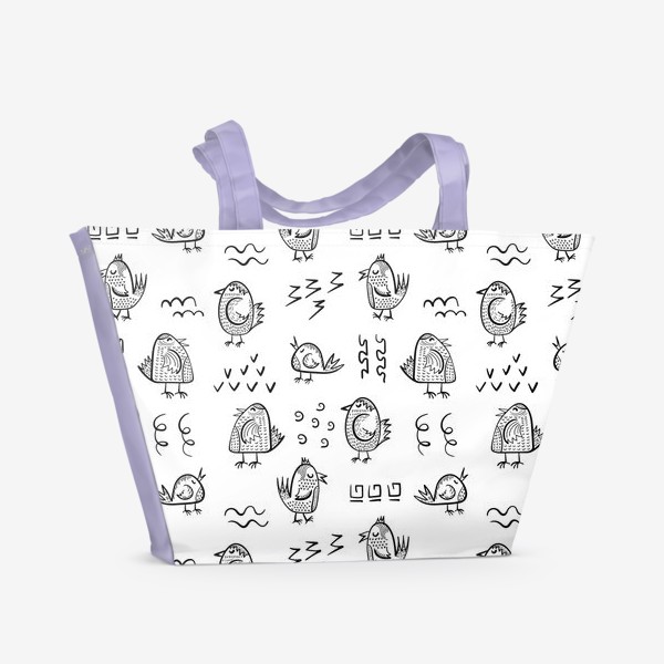 Пляжная сумка «Птички в стиле дудл»