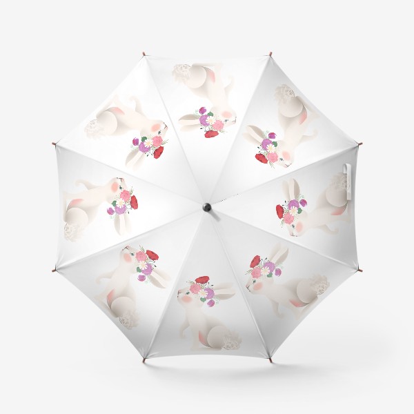 Зонт «Зайчик с венком из цветов»