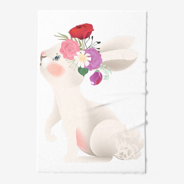 Полотенце «Зайчик с венком из цветов»