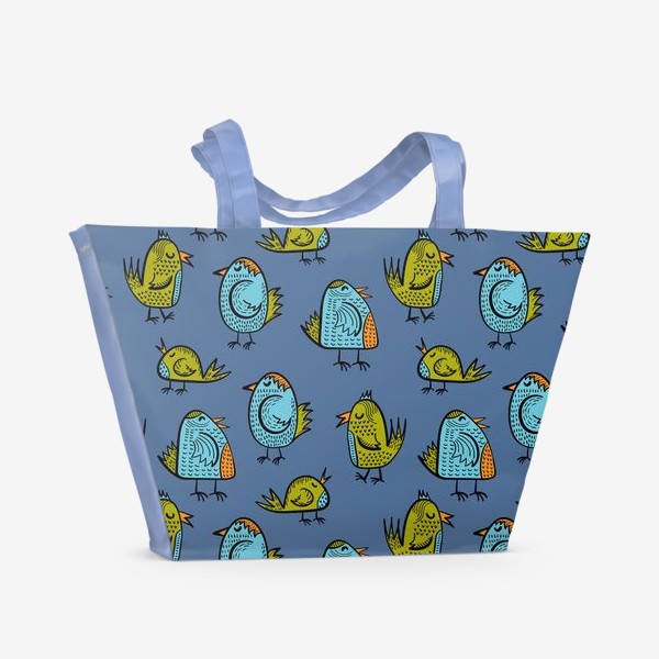 Пляжная сумка «Птички на синем»