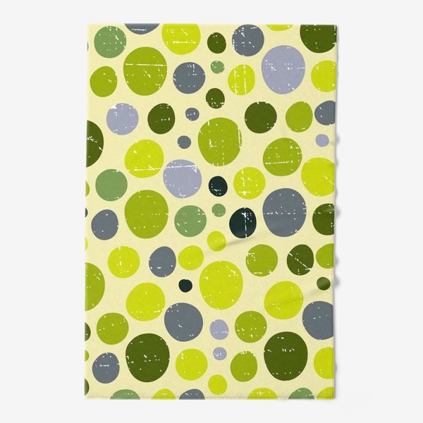 Полотенце &laquo;Круги, зеленый горох с текстурой, абстракция, иллюстрация&raquo;