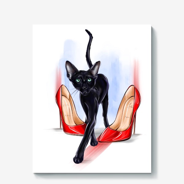 Холст «чёрный fashion котик»