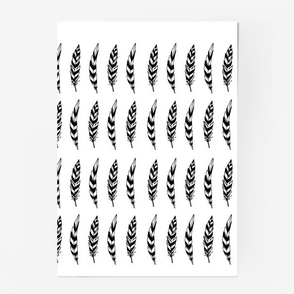 Постер «Черно-белый паттерн с перьями»