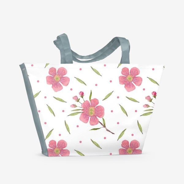 Пляжная сумка «Паттерн из акварельных цветов»