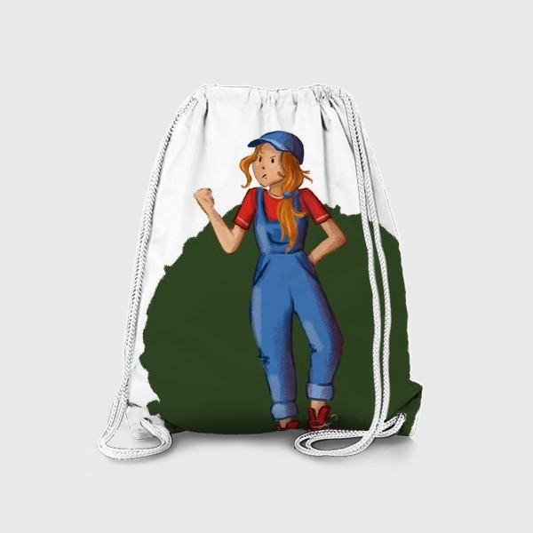 Рюкзак «Девочка хулиганка в комбинезоне, кедах и кепке»