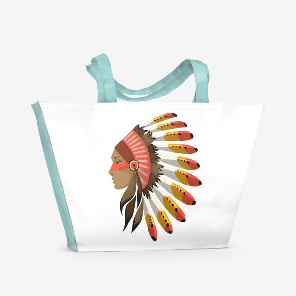 Пляжная сумка &laquo;Индеец в национальном головном уборе с перьями&raquo;