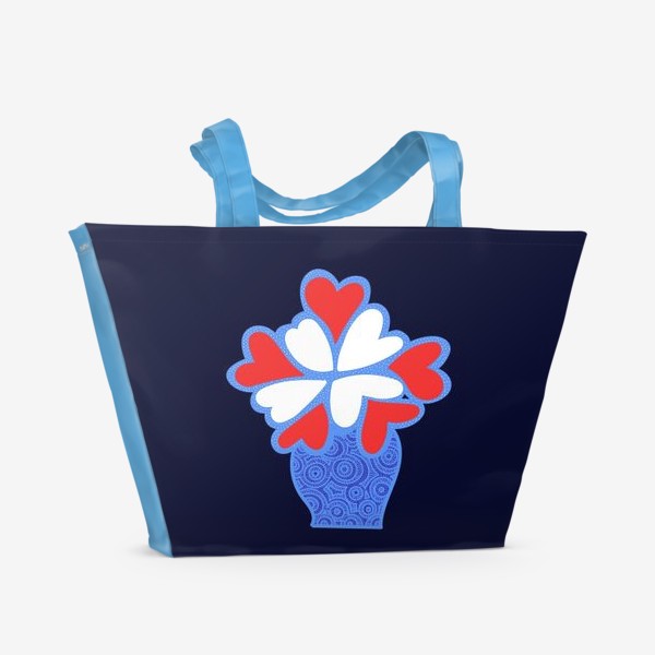 Пляжная сумка «Цветы-сердечки»