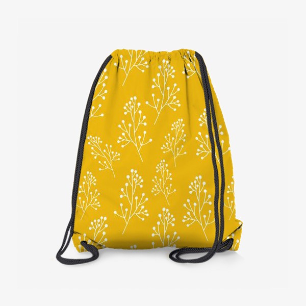 Рюкзак «Паттерн с веточками и ягодами на желтом фоне»