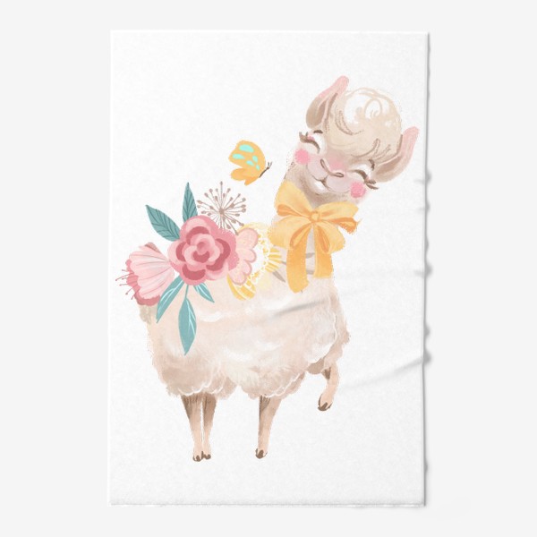 Полотенце «Лама с цветами»