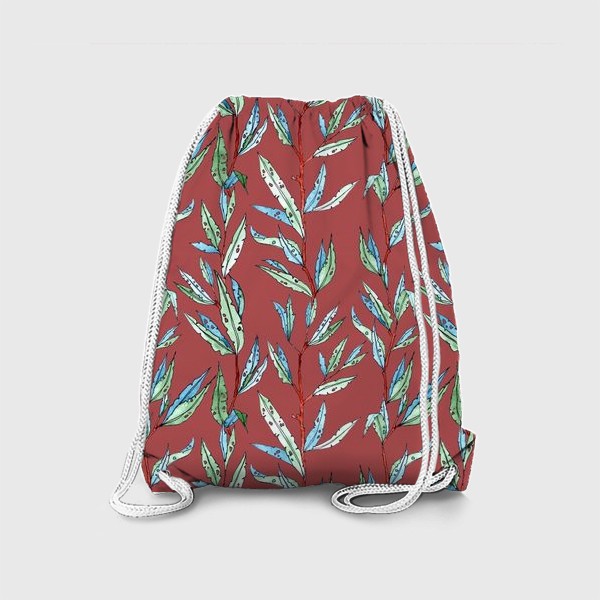 Рюкзак «листики на красном»
