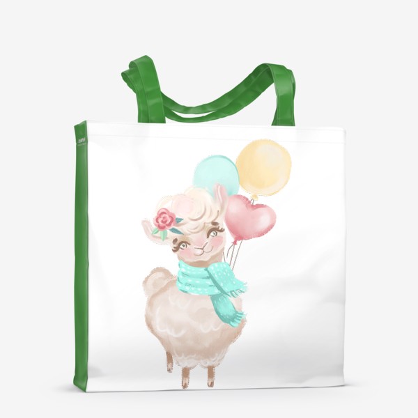 Сумка-шоппер «Милая лама с шариками»