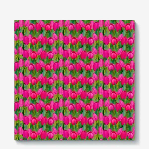 Холст «Паттерн розовые тюльпаны»