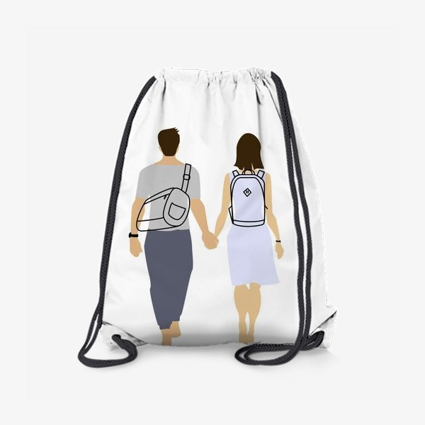 Рюкзак «Пара парень и девушка с рюкзаками»