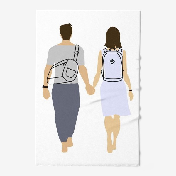 Полотенце «Пара парень и девушка с рюкзаками»