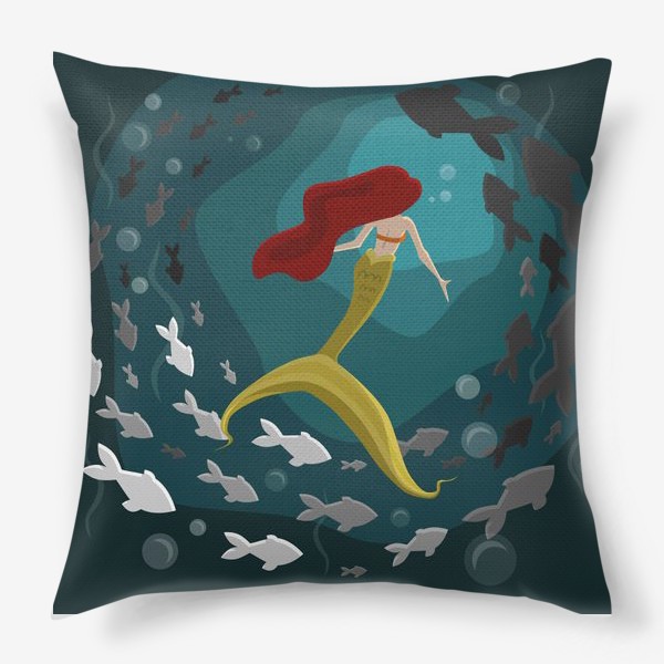 Подушка «Русалка под водой с рыбками»