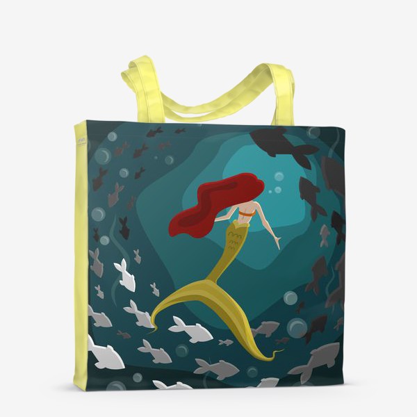 Сумка-шоппер «Русалка под водой с рыбками»