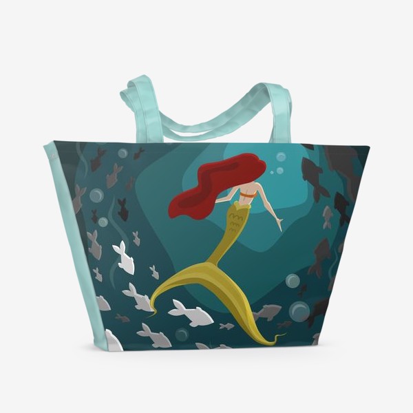 Пляжная сумка &laquo;Русалка под водой с рыбками&raquo;