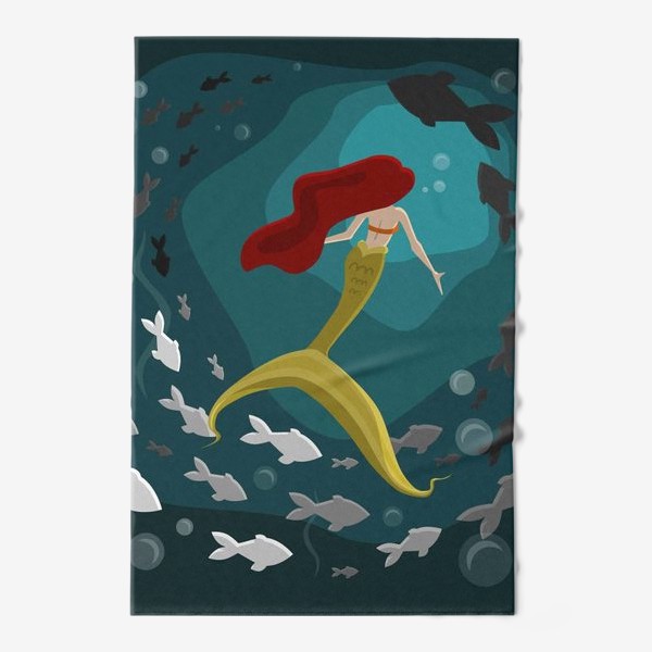 Полотенце «Русалка под водой с рыбками»