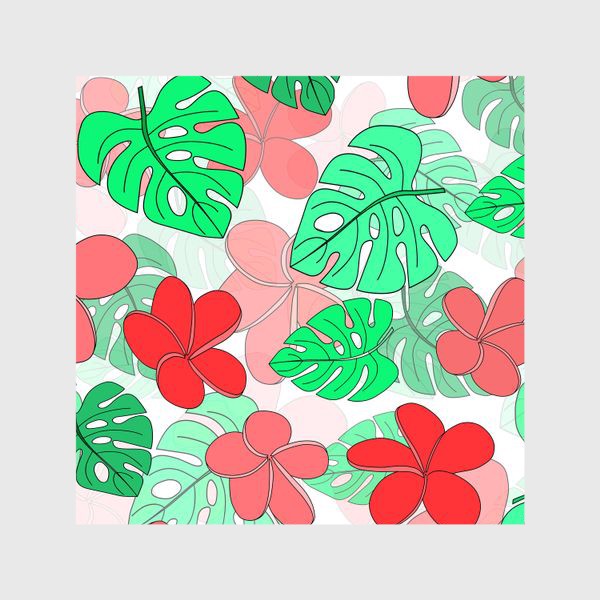 Шторы «Цветы и листья тропические на белом фоне»