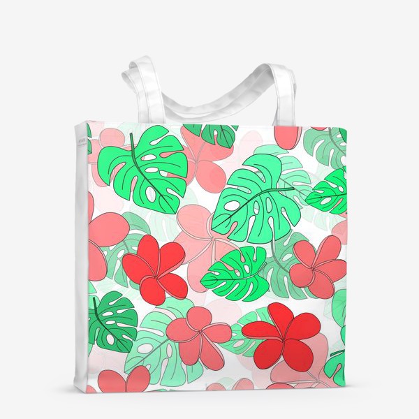 Сумка-шоппер «Цветы и листья тропические на белом фоне»