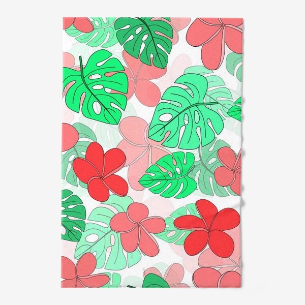 Полотенце «Цветы и листья тропические на белом фоне»