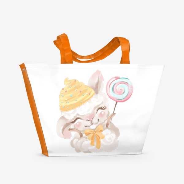 Пляжная сумка «Лама Софья с леденцом»