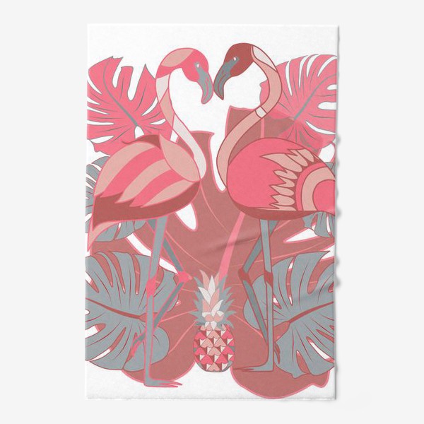 Полотенце «Два фламинго и ананас»