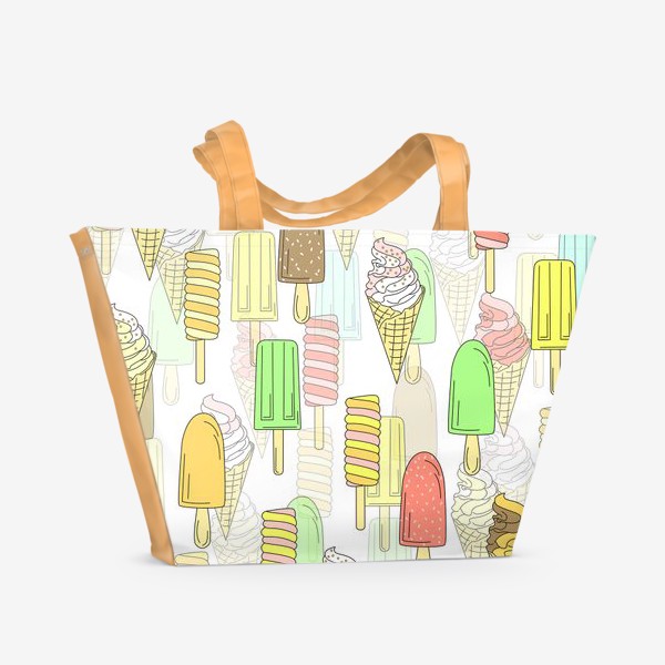 Пляжная сумка «Эскимо. Паттерн мороженое»