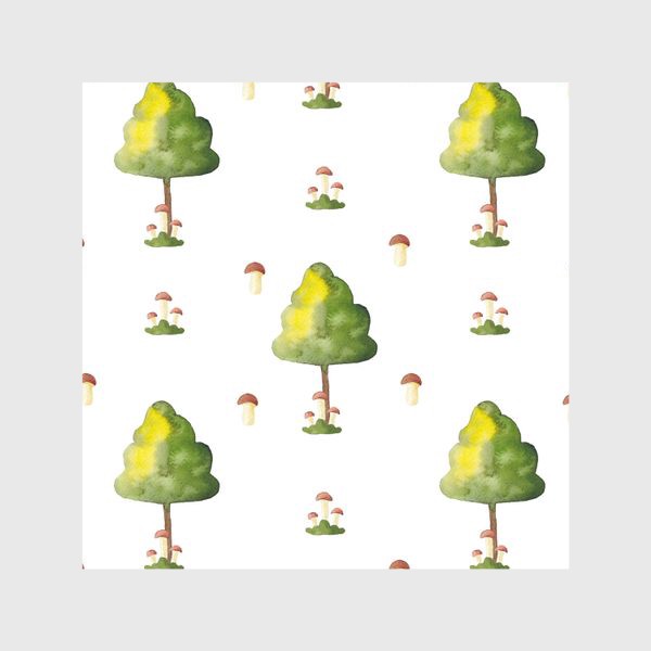 Шторы «Акварельный орнамент из деревьев и грибов»