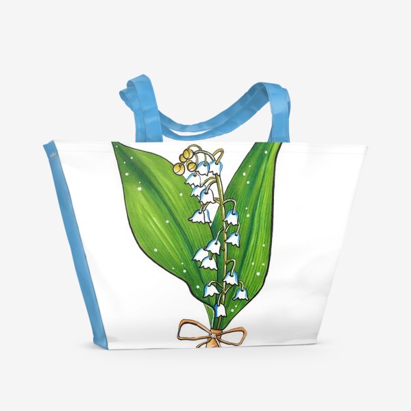 Пляжная сумка «Ландыши. Цветы, букет. Весна.»