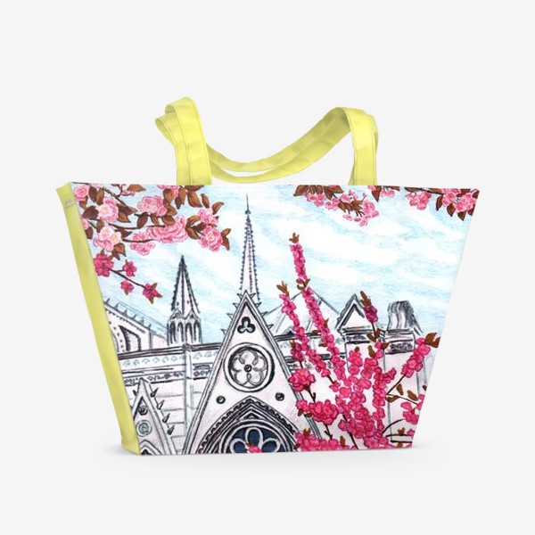 Пляжная сумка «Цветущий Париж. Нотр-Дам.»