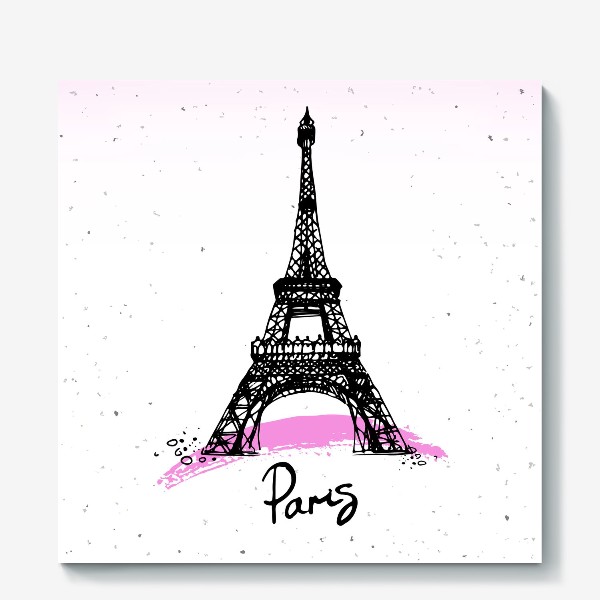 Холст «Рисунок Эйфелевой башни в черном цвете с надписью Париж»