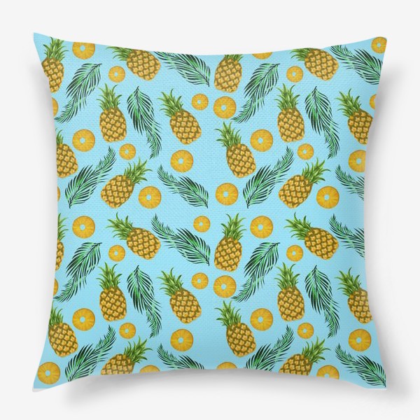 Подушка «Паттерн ананасы на голубом»