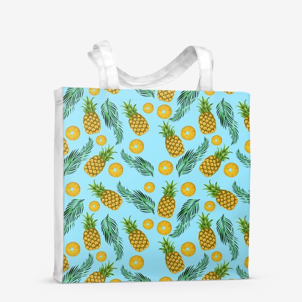 Сумка-шоппер «Паттерн ананасы на голубом»