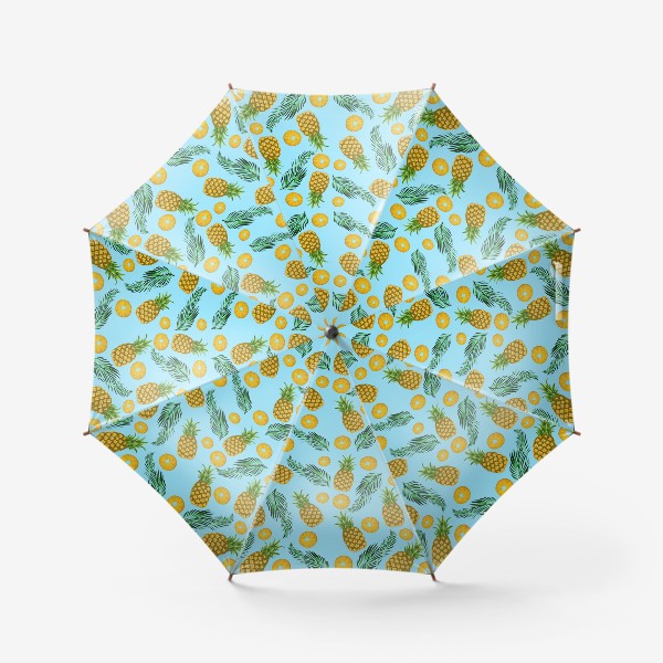 Зонт &laquo;Паттерн ананасы на голубом&raquo;