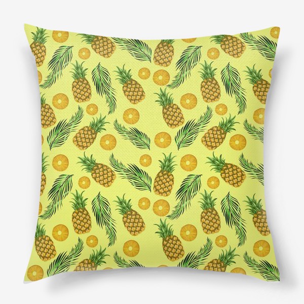 Подушка «Паттерн ананасы на желтом»