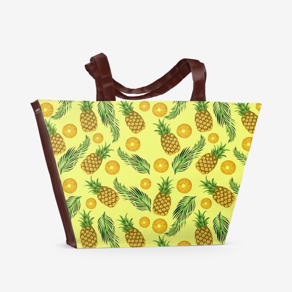 Пляжная сумка &laquo;Паттерн ананасы на желтом&raquo;