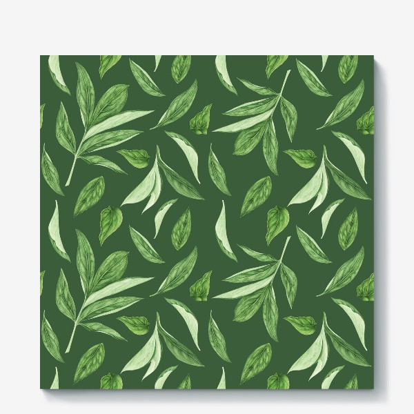 Холст «Листья пиона на зеленом фоне»