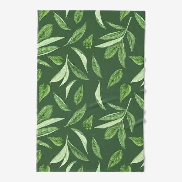 Полотенце «Листья пиона на зеленом фоне»