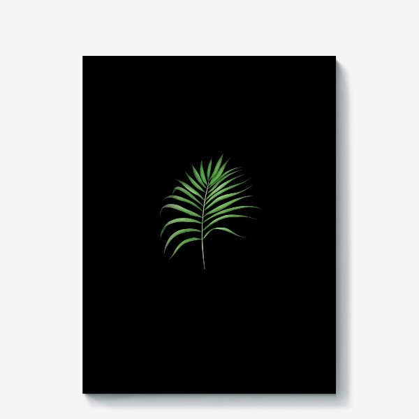 Холст «Лист пальмы на черном фоне»