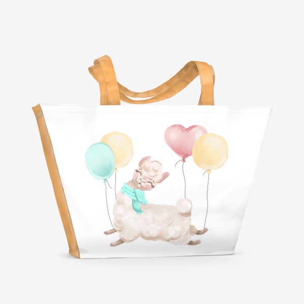 Пляжная сумка «Лама с шариками»